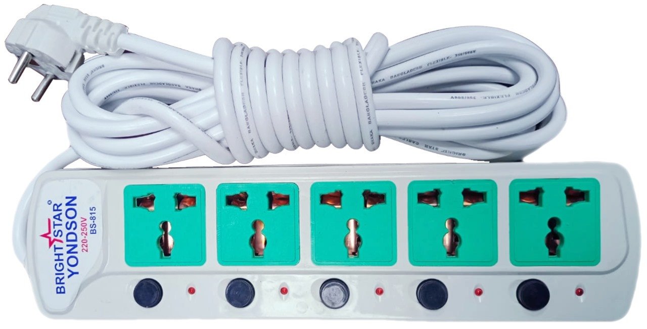 Bright Star Multi Socket 5 port 5 Meter cable